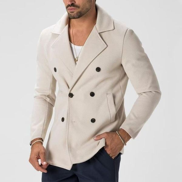 Men's Solid Color Notch Lapel Double Breasted Casual Blazer 33359922Z