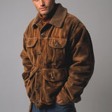 Men's Casual Retro Multi-Pocket Composite Fleece Jacket 65018575F