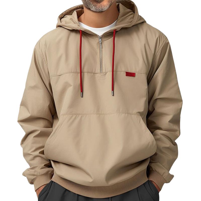 Men's Khaki Half Zip Hoodie 48626255U