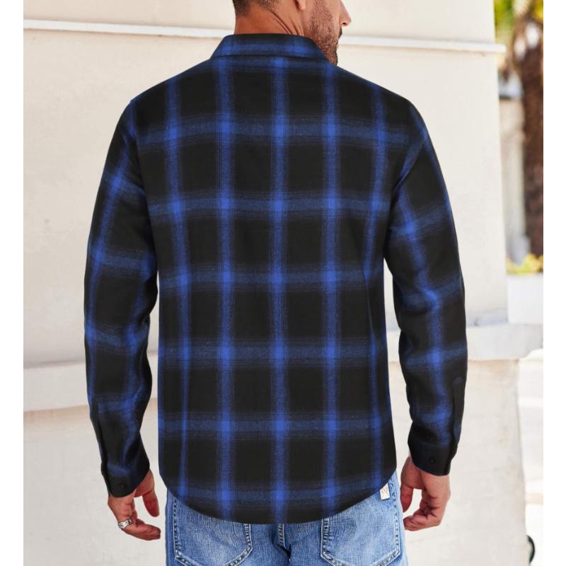 Men's Casual Plaid Long Sleeve Shirt 07122862Y