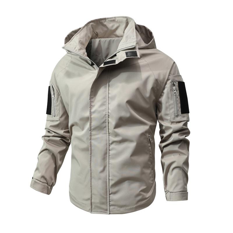 Men's Casual Stand Collar Zip Hooded Slim Fit Outdoor Jacket 55279364M