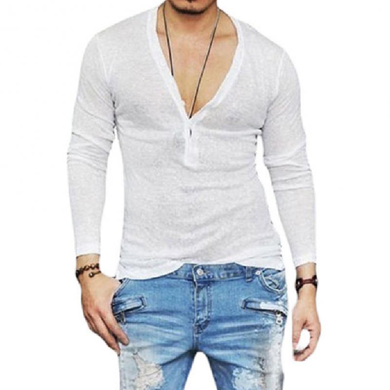 Men's Classic Casual V-Neck Long Sleeve T-Shirt 03851336K