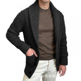 Men's Solid Color Knit Lapel Single Breasted Casual Cardigan 33649358Z