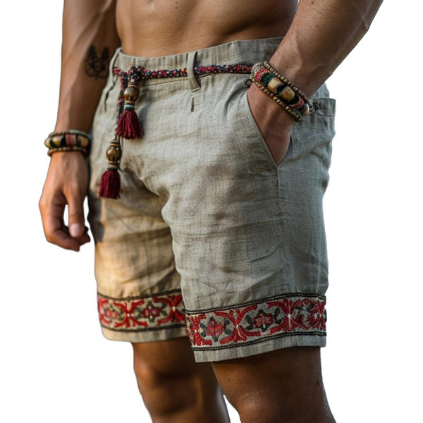 Men's Ethnic Graphic Lace-up Elastic Waist Casual Shorts 66431143Z