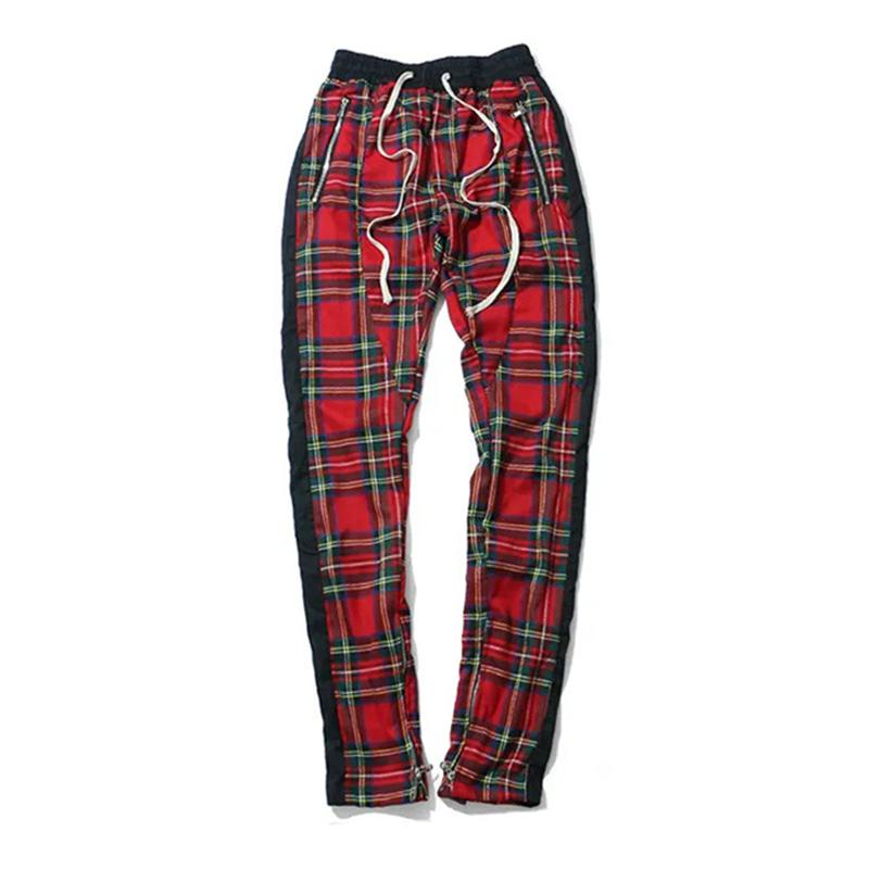 Men's Fashion Scottish Checked Slim Elastic Waist Casual Pants 62709475Z