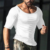 Men's Casual Cotton Blend Round Neck Skinny Short Sleeve T-Shirt 49495389M
