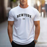 Men's Letter Print Round Neck Short Sleeve T-shirt 10912224Z