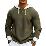 Men's Casual Contrast Waffle Hoodie 43937543X