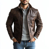 Men's Vintage Fashion Single-breasted Leather Jacket 19993632Y