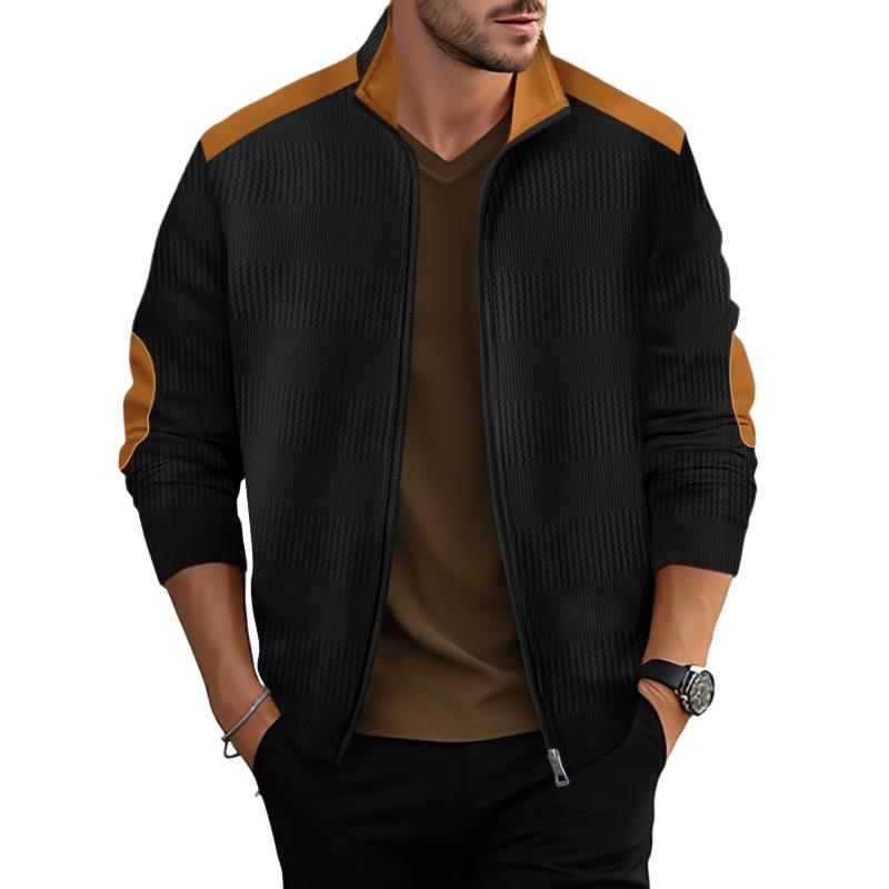 Men's Casual Colorblock Lapel Zipper Jacket 98580197X