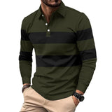 Men's Casual Lapel Striped Slim Fit Long Sleeve Polo shirt 62503201M