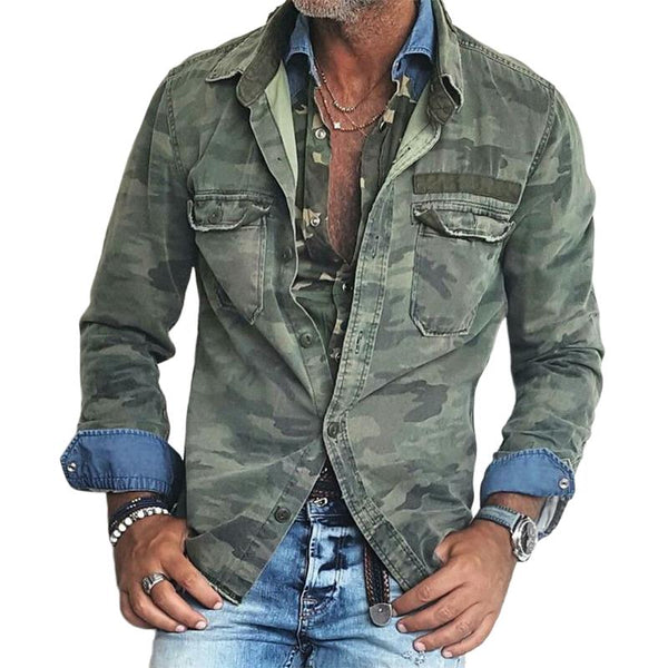 Men's Camouflage Print Lapel Shirt 31075142U