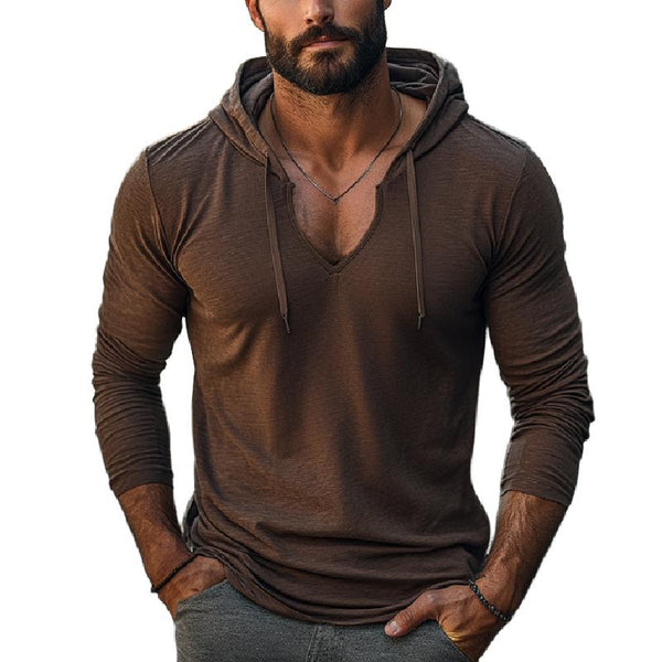 Men's Casual Drawstring Hood Slim Fit Long Sleeve T-Shirt 29390437Y