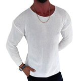 Men's Fashion Solid Color Round Neck Long Sleeve Knit Sweater 91759990Z