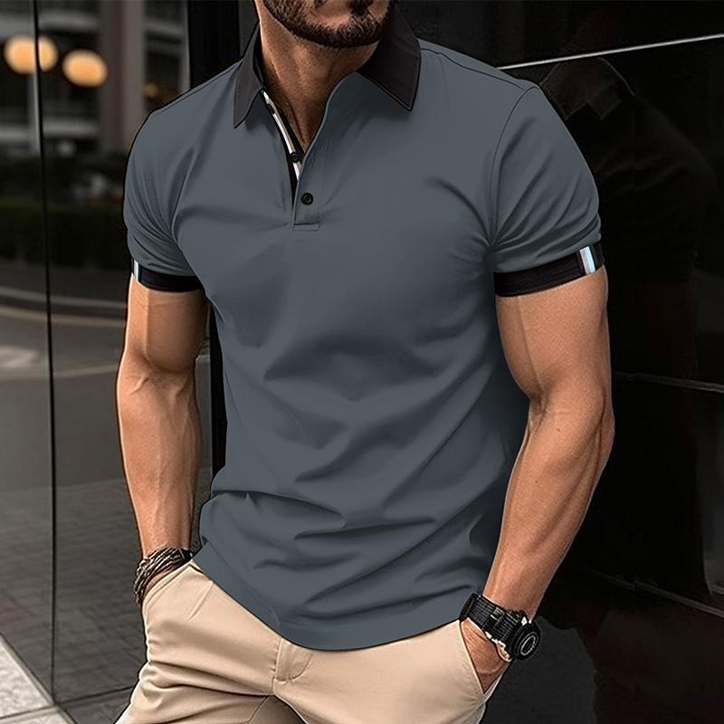 Men's Color Block Short Sleeve Casual Polo Shirt 97857915Z