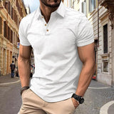 Men's Solid Color Jacquard Short-Sleeved Polo Shirt 63102804Y