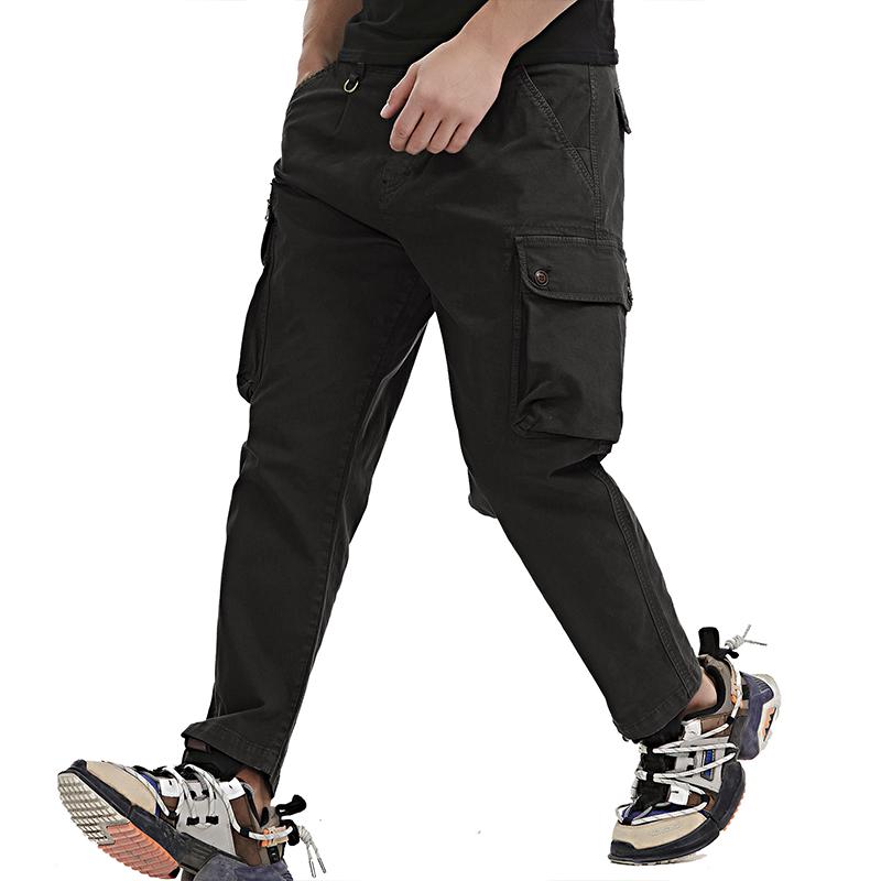 Men's Solid Loose Multi-pocket Cargo Pants 86661087Z