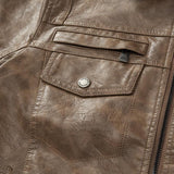 Men's Casual Lapel Leather Motorcycle Jacket 72693764X