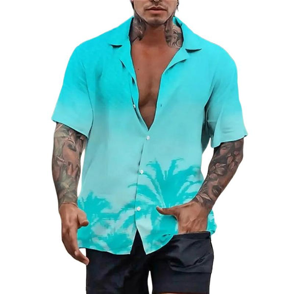 Men's Printed Cuban Collar Pocketless Shirt 85546645X