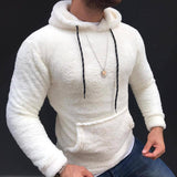 Men's Retro Casual Solid Color Plush Hooded Sweatshirt 40431253TO