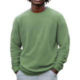 Men's Solid Color Waffle Round Neck Long Sleeve Sweatshirt 95420284Z