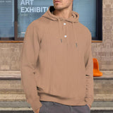 Men's Solid Textured Long Sleeve Casual Hoodie 23758702Z