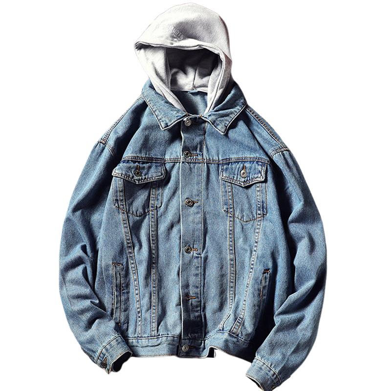 Men's Hooded Washed Denim Jacket 87048699U