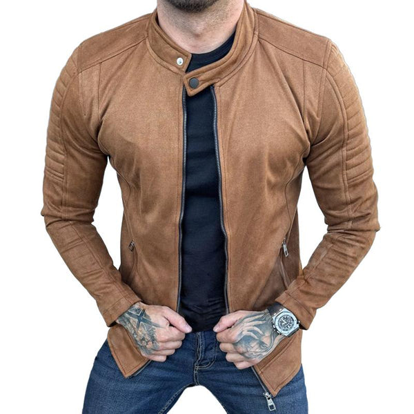 Men's Vintage Casual Suede Stand Collar Zipper Jacket 34807011TO