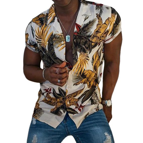 Men's Casual Floral Lapel Short-sleeved Shirt 34173879TO