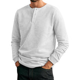 Men's Casual Cotton Blend Henley Collar Slim Fit Long Sleeve T-Shirt 46939439M