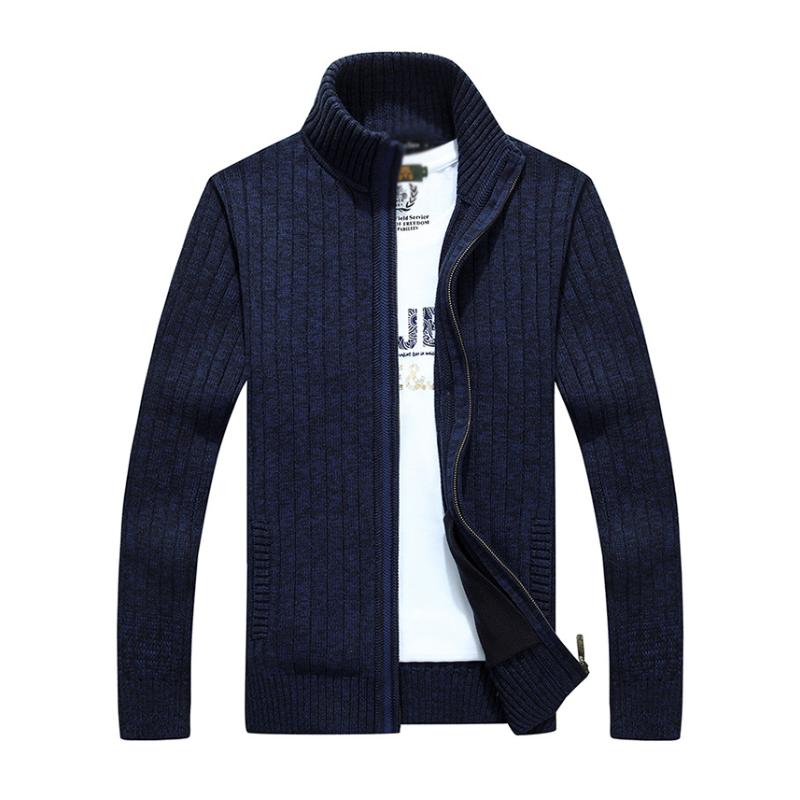 Men's Casual Stand Collar Zipper Slim Fit Knit Cardigan 87999873M