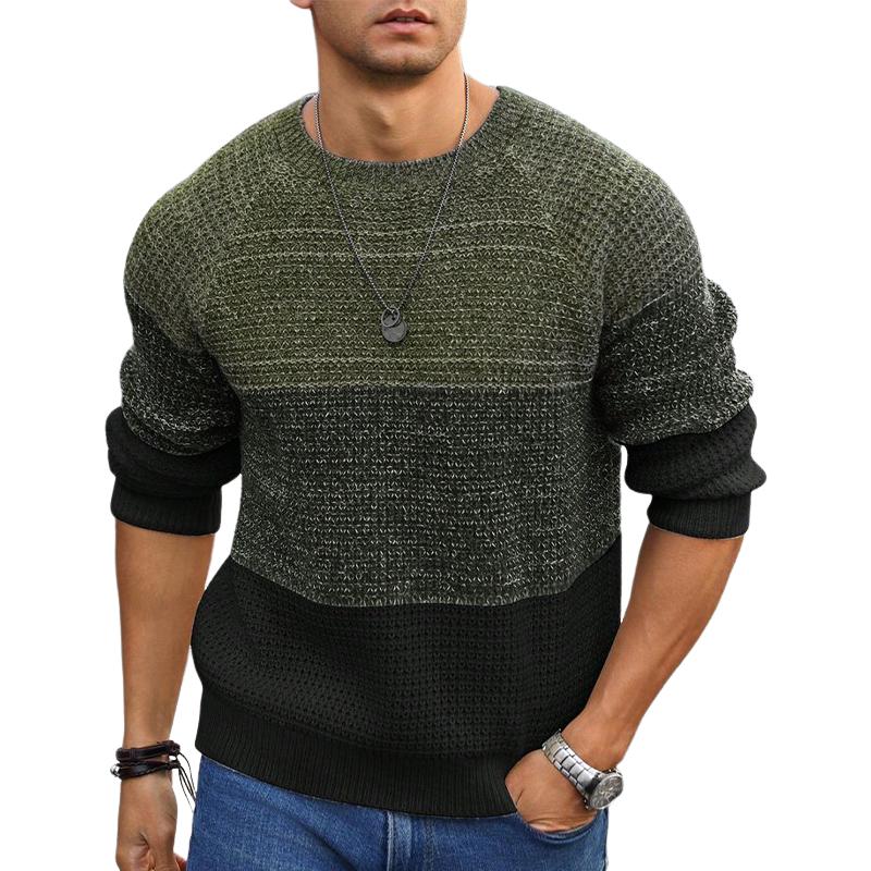 Men's Retro Colorblock Crewneck Knit Sweater 71550317U