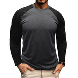 Men's Casual Round Neck Colorblocked Raglan Long Sleeve Slim Fit T-shirt 13360949M