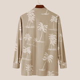 Men's Coconut Tree Print Stand Collar Long Sleeve Shirt 85918540Z