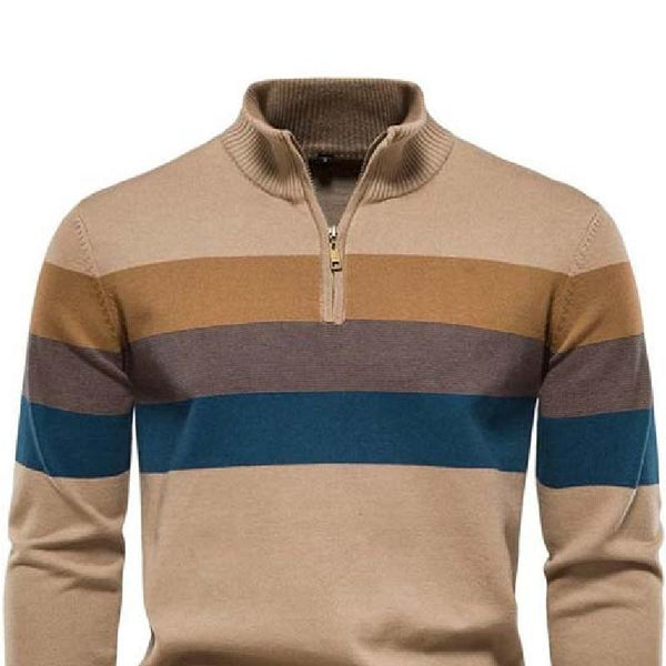 Men's Classic Casual Stand Collar Zipper Knit Polo Shirt Sweater 94602805K