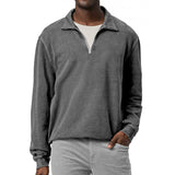 Men's Casual Solid Color Half Zip Lapel Loose Sweatshirt 01604758M