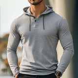 Men's Casual V-neck Hooded Long Sleeve T-shirt 91360244K