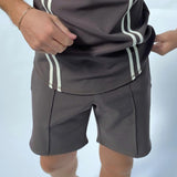 Men's Casual Solid Color Elastic Waist Sports Shorts 07361796M