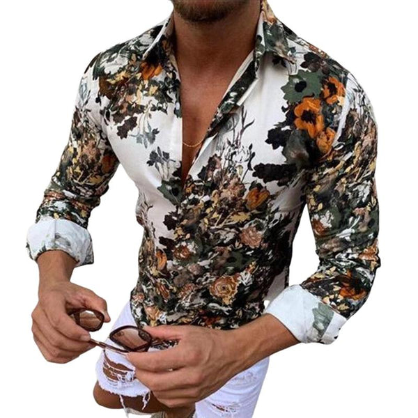 Men's Retro Casual Printed Long Sleeve Shirt 05540648TO