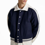Men's Color Block Lapel Single Breasted Short Casual Jacket 20607681Z