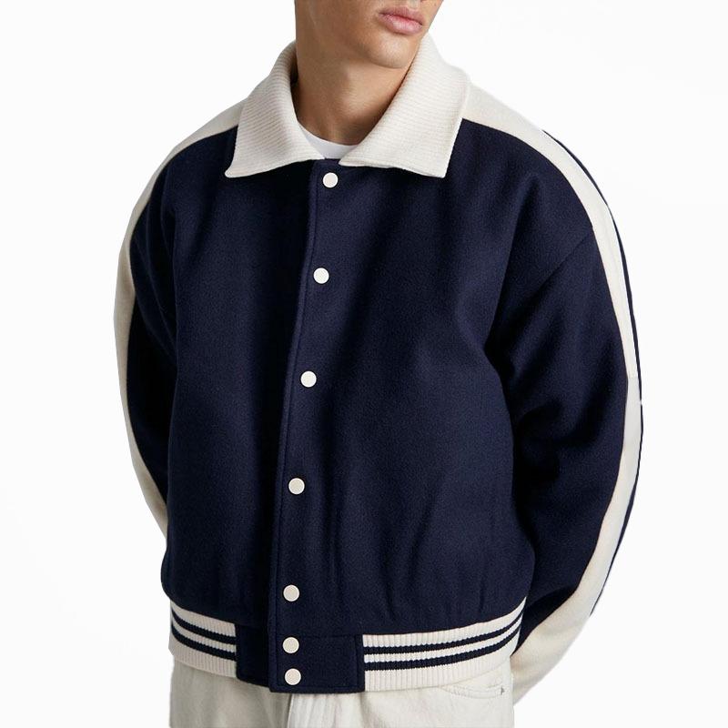 Men's Color Block Lapel Single Breasted Short Casual Jacket 20607681Z