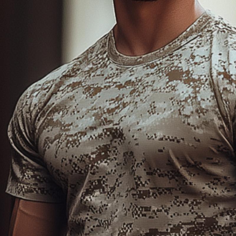 Men's Retro Casual Camouflage Round Neck Short Sleeve T-Shirt 51705339TO