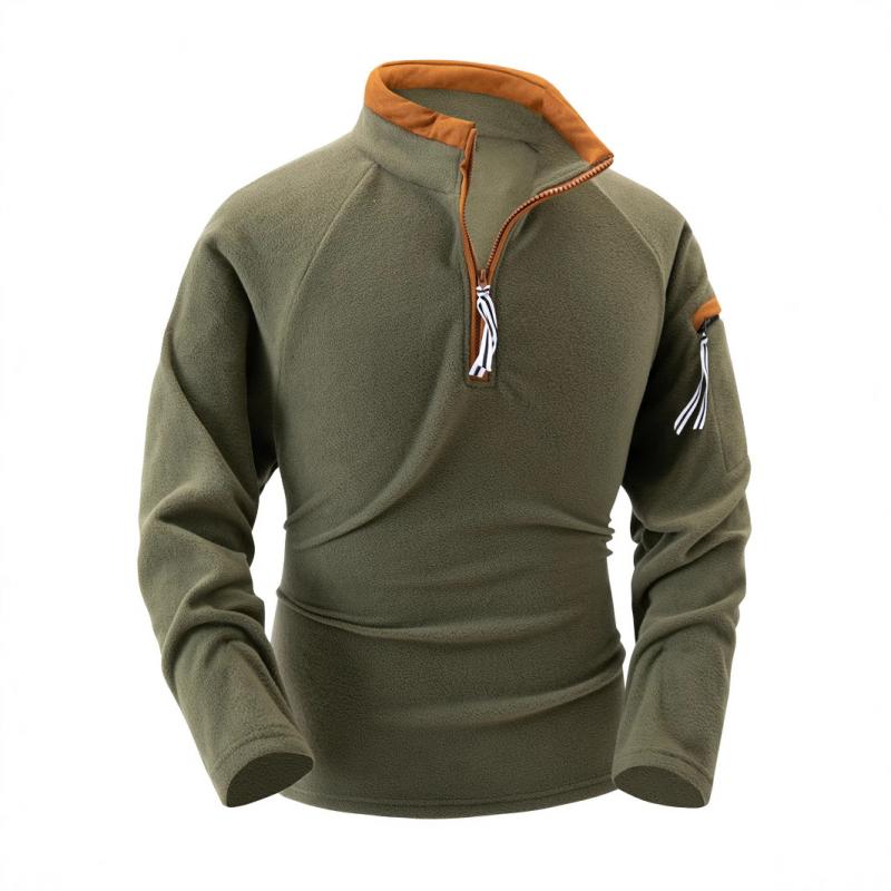 Men's Casual Solid Color Polar Fleece Zipper Stand Collar Long Sleeve Sweatshirt 81227859Y