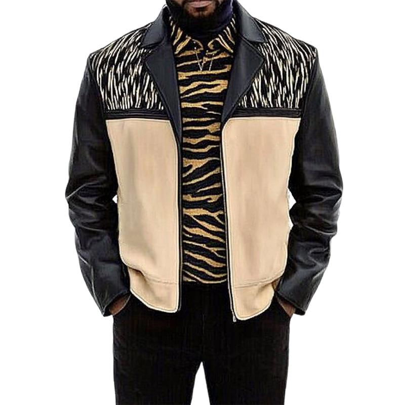 Men's Leather Patchwork Jacket 33669696U