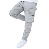 Men's Solid Multi-pocket Elastic Waist Cargo Pants 02613269Z