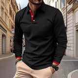 Men's Casual Colorblock Long Sleeve Polo Shirt 46986064Y