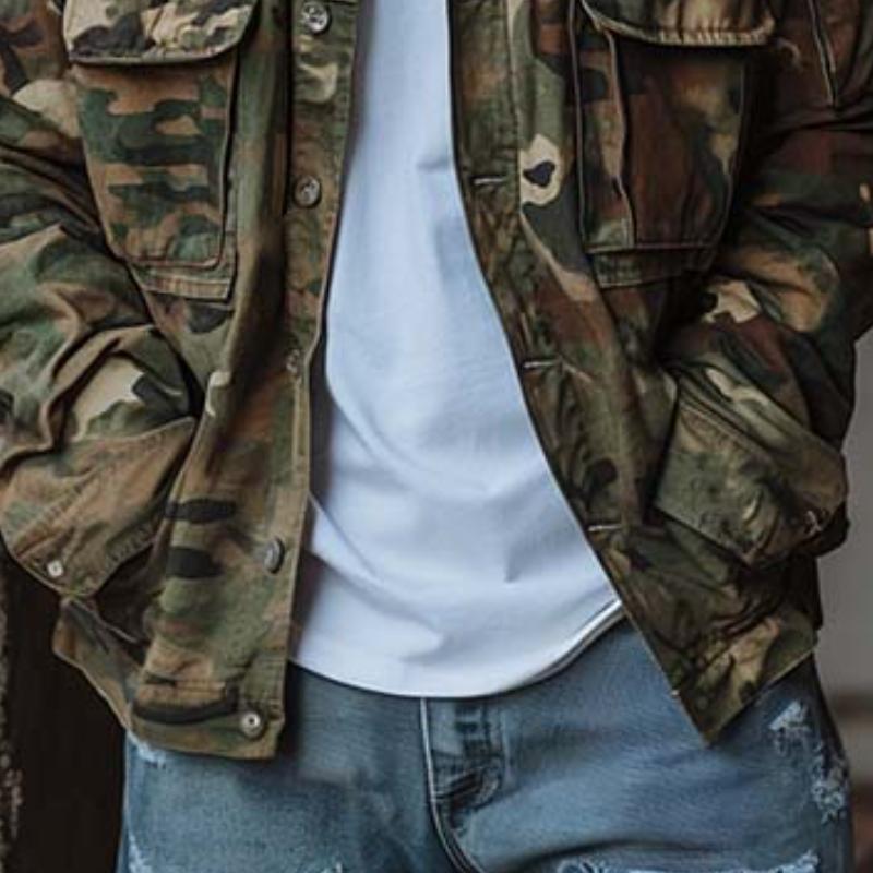 Men's Classic Casual Trendy Camouflage Multi-Pocket Jacket 59201511K