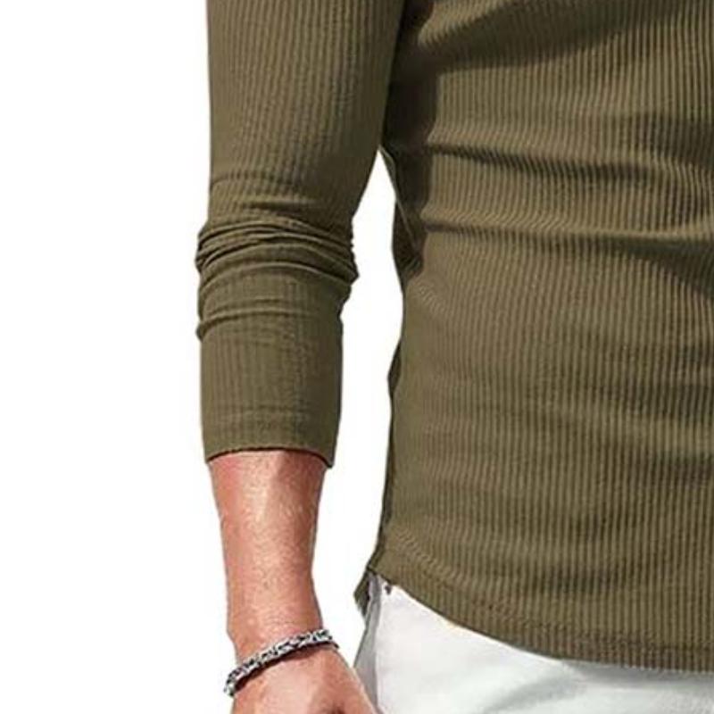 Men's Classic Casual Slim Fit Knitted Round Neck Long Sleeve T-Shirt 22155335K