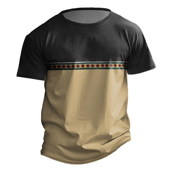 Men's Ethnic Print Round Neck Short Sleeve T-shirt 77683514Z