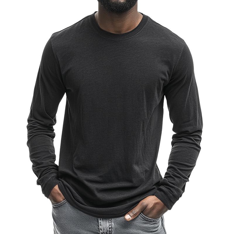 Men's Retro Casual Round Neck Long Sleeve T-Shirt 72918841TO